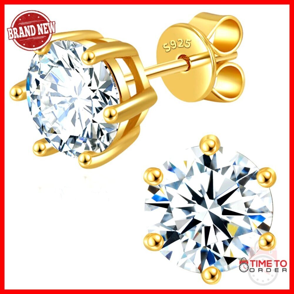 S925 Sterling Silver Moissanite Stud Earrings, 0.6-6CT Lab Created